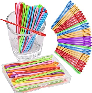 48PCS Plastic Sewing Needles, Large Eye Plastic Yarn Needles for Kids, 9cm/3.54inch Plastic Needles for Yarn and Craft Plastic Embroidery Needle for DIY Sewing Handmade Crafts
