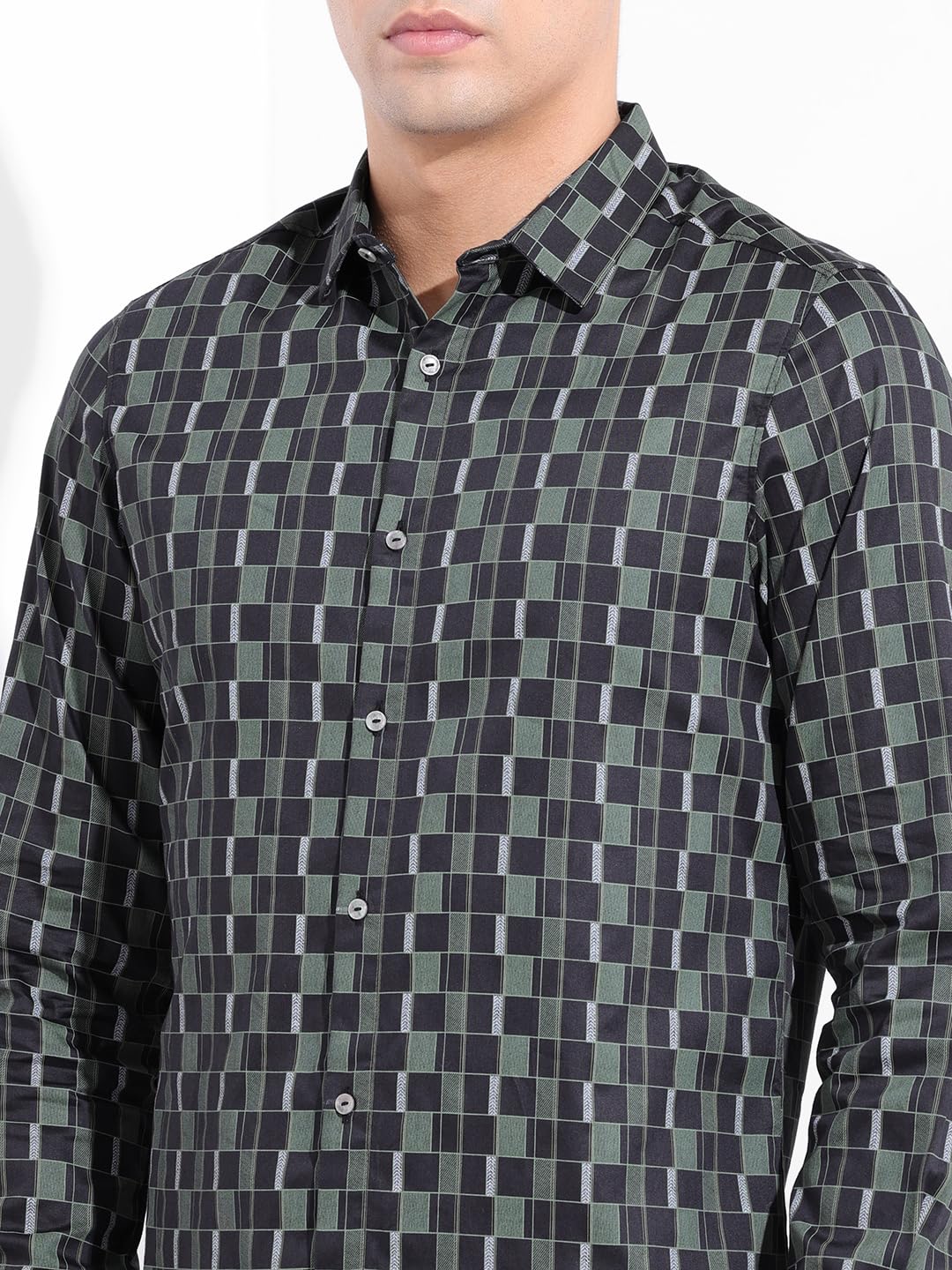 The Indian Garage Co Camicia a maniche lunghe da uomo con colletto cutaway stampato slim fit