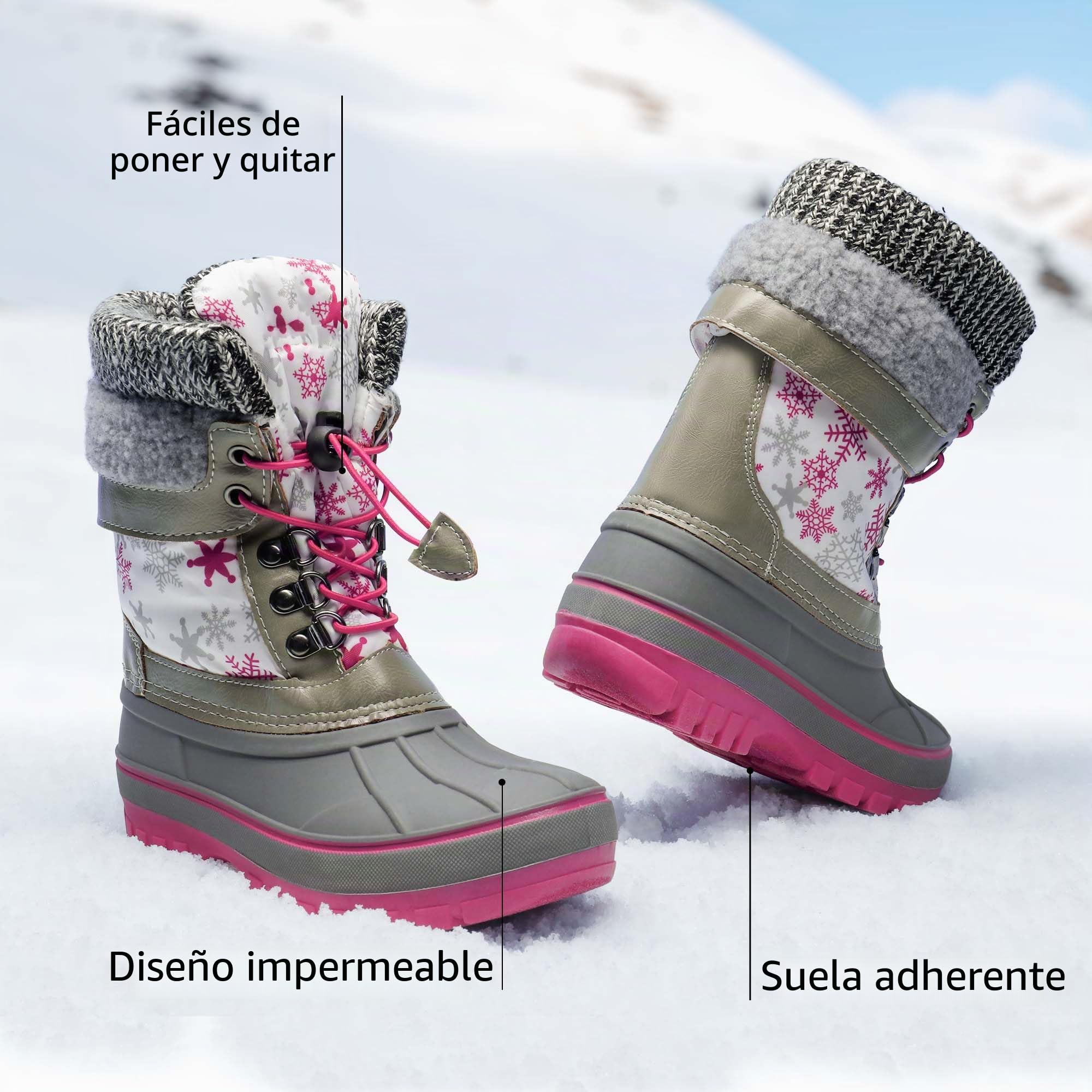 DREAM PAIRS Botas de nieve para niños y niñas, resistentes al agua, cálidas, acogedoras, antideslizantes, a media pantorrilla, forro de piel sintética, zapatos de invierno aislados para niños pequeños