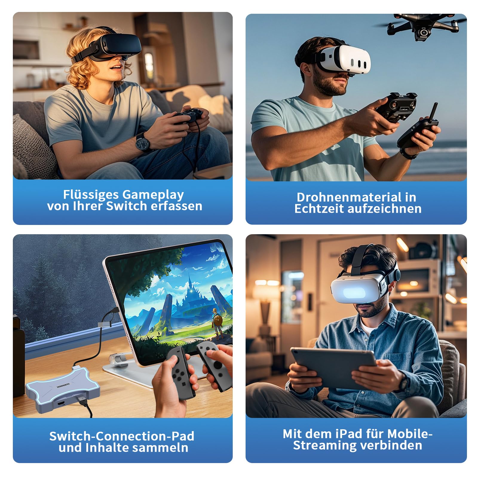 Guermok 4K HDMI Capture Card with Touch LED, Dual HDMI In/Loop-Out, USB 3.0, 4K@60Hz/ 2K@144Hz Video Capture, Mic/Line In, 4K60 Passthrough, Efficient Cooling, Streaming and Gaming for Switch2/1