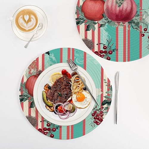 Miniatura 4 de Juego de posavasos retro de granada y rayas azules y rojas resistentes al calor, juego de salvamanteles para ollas y sartenes calientes que absorben