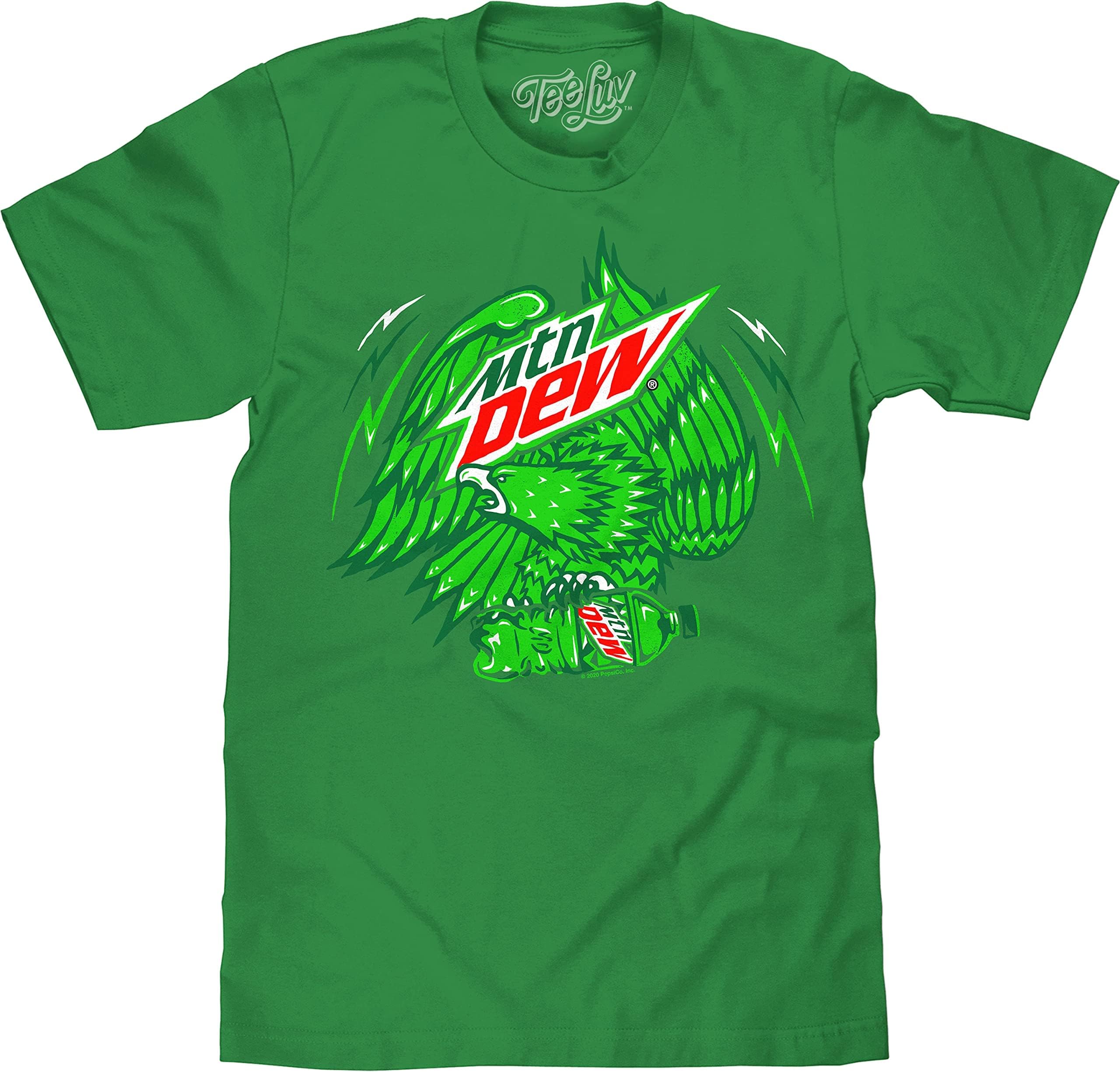 Tee Luv Men's MTN Dew Eagle Shirt - Mountain Dew Soda Logo T-Shirt