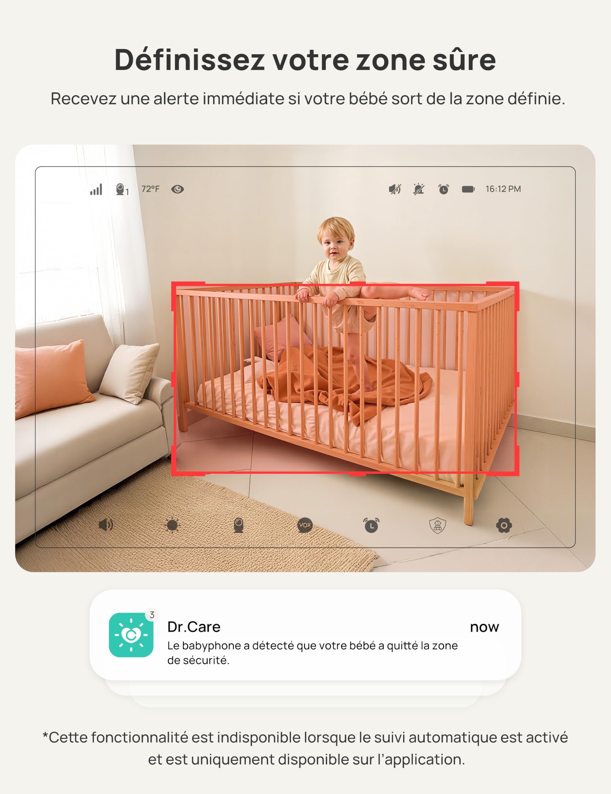 Dr.Care VistaView Baby Monitor Video e Audio WiFi 5" 1080P, Telecamera 2K con Visione Notturna HD, Rilevamento Pianto e Movimento, Batteria 5000mAh, Audio Bidirezionale, Portata 390m
