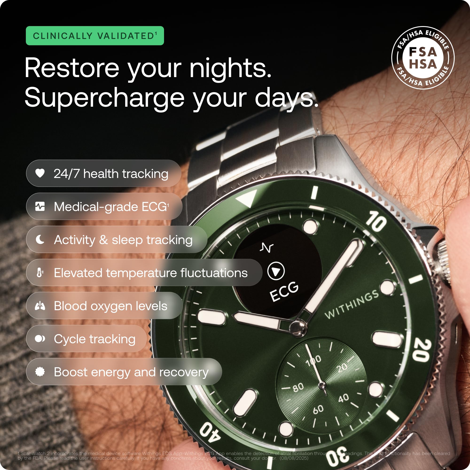 Amazon.com: WITHINGS Scanwatch Nova - Heart Health Hybrid Smart 
