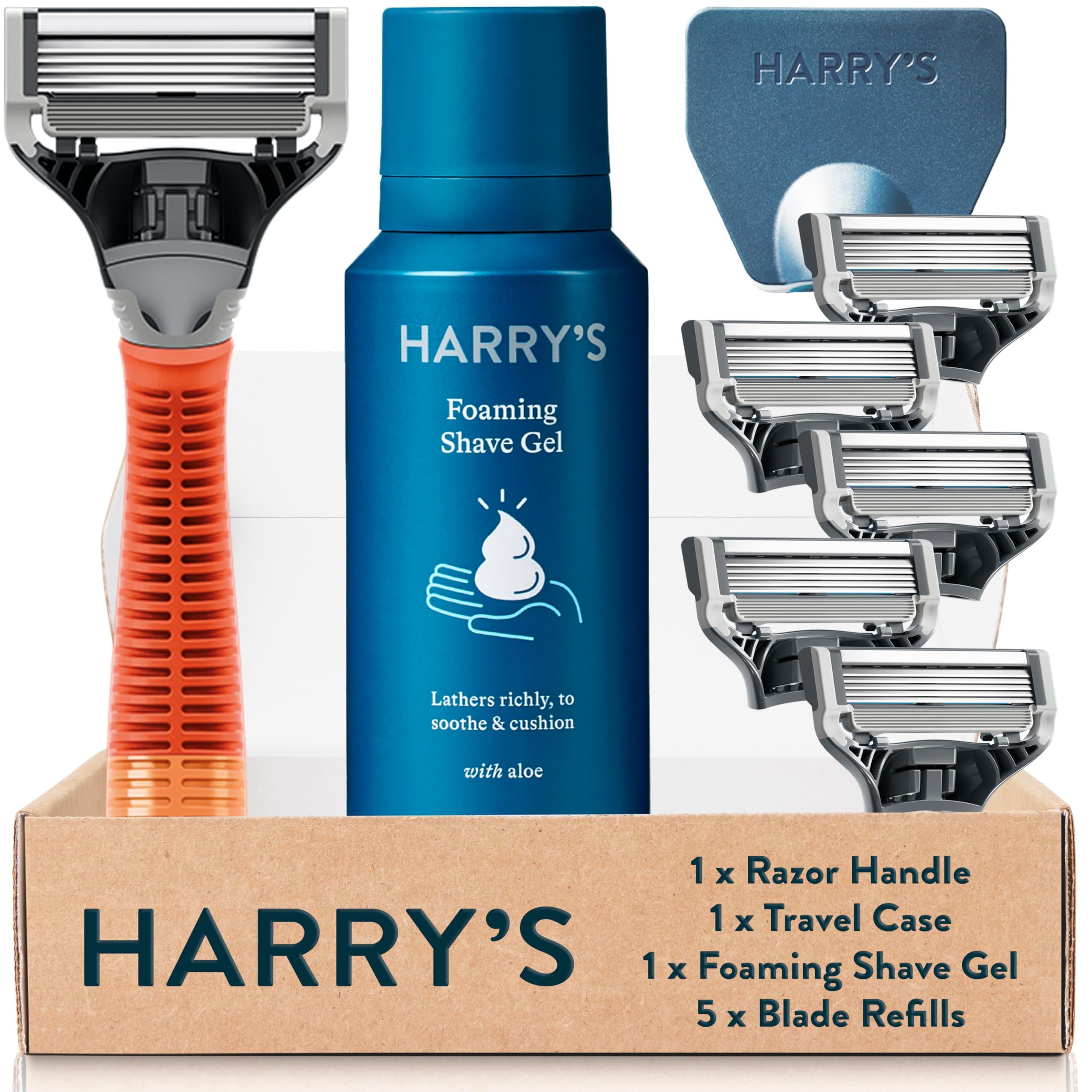 Harry's Men's Razor Set, Razor + 5 Razor Blades + Shaving Cream, Harry's Razor Blade Refills use 5 Blade Design for Smoother Shaving, Travel Size Men's Shave Cream Formulated with Aloe 2 81i9ILOLFdL