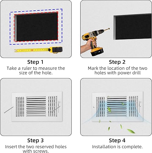 Miniatura 3 de Cubierta de ventilación de 3 vías de 12 x 6 pulgadas, cubiertas de escape blancas para paredes laterales y techos, cubiertas resistentes de acero