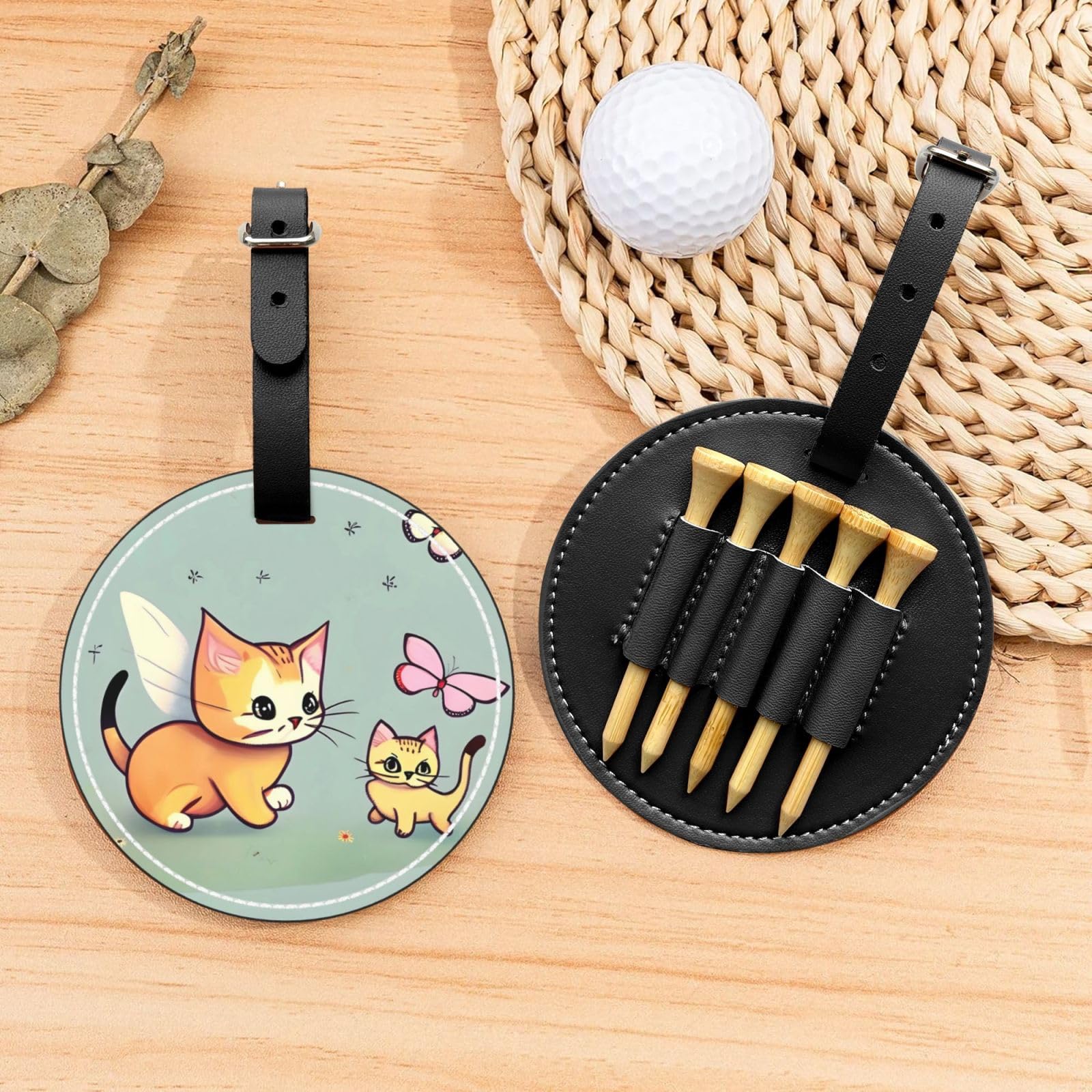 Kitten Butterfly Black Golf tee Storage Bag - Durable and wear-Resistant Golf Accessories