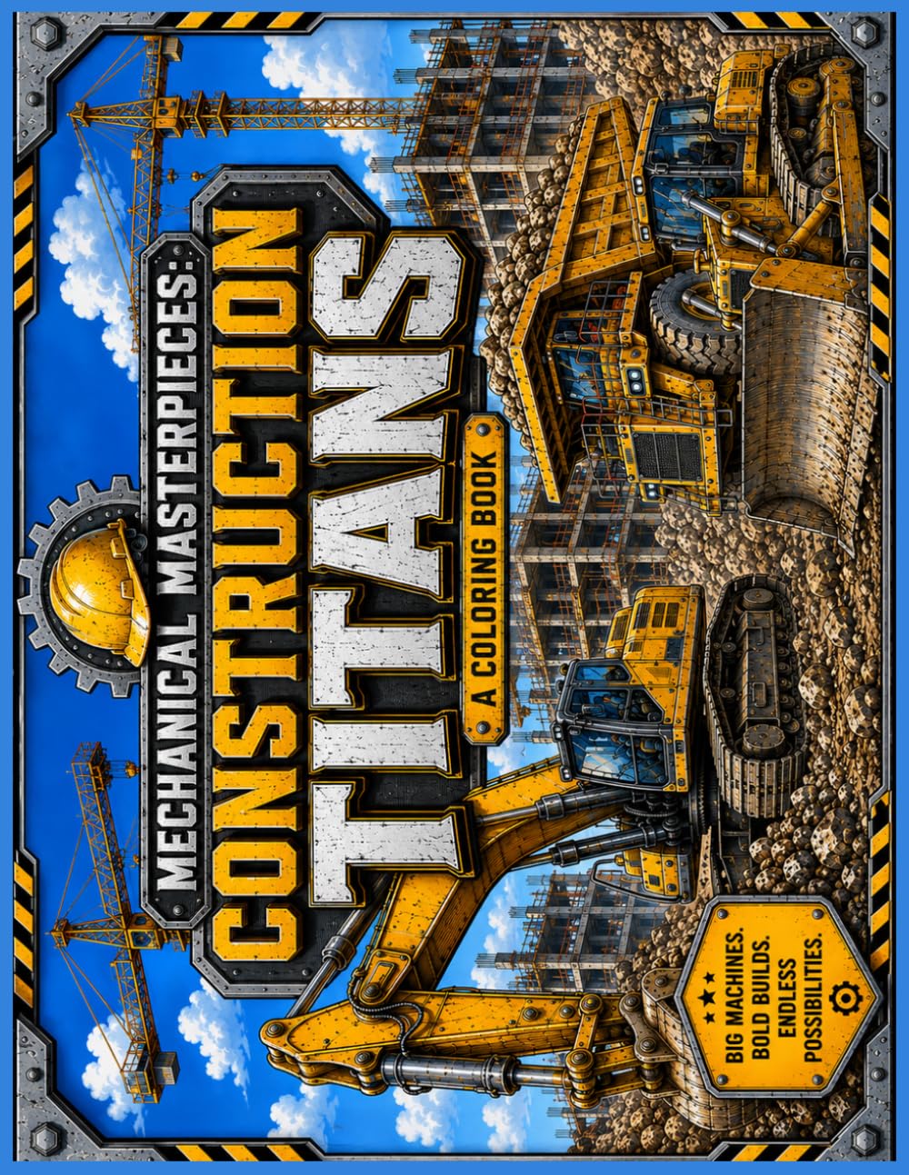 Mechanical Masterpieces: Construction Titans: A Bold Construction-Themed Coloring Book Filled with Giant Machines