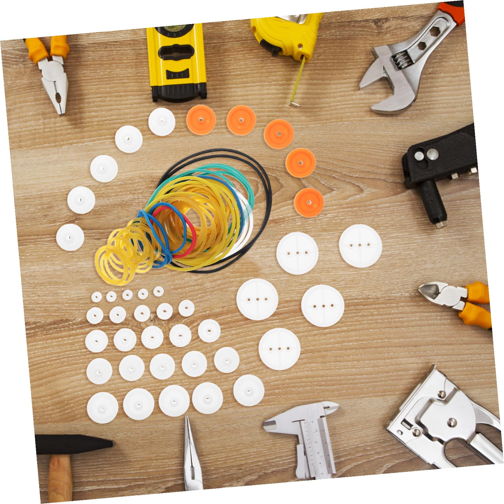 Housoutil Kit de Poulies en Plastique Faciles à Installer Courroie en Caoutchouc et Accessoires Polyvalents pour Modèles DIY Voiture Rc et Jouet à Assembler