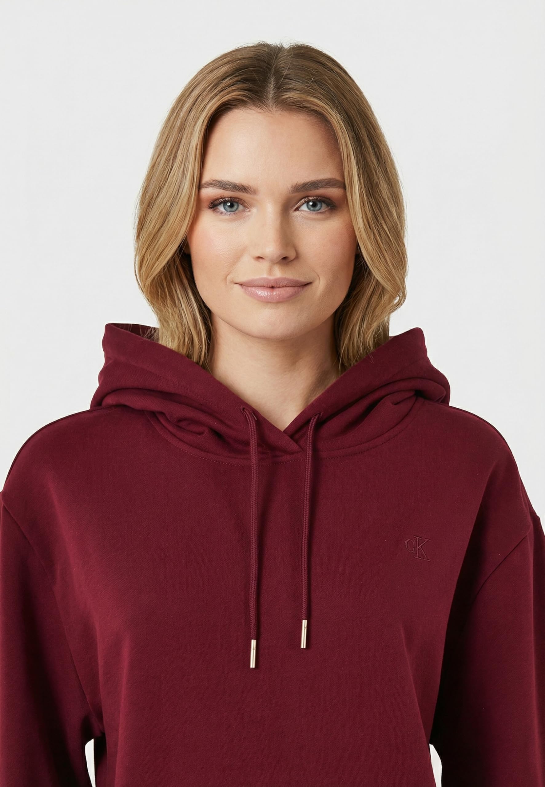 Calvin Klein Donna Felpa con Cappuccio Monogram Terry con Logo