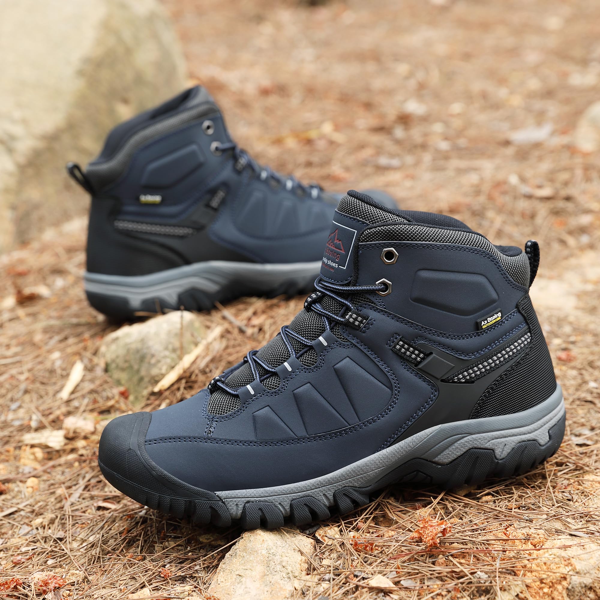 AX BOXING Winterschuhe Herren Gefüttert Winterstiefel Warm Wanderschuhe Draussen Winterboots Rutschfeste Wanderstiefel Schneestiefel Trekkingschuhe Größe 41-46 EU