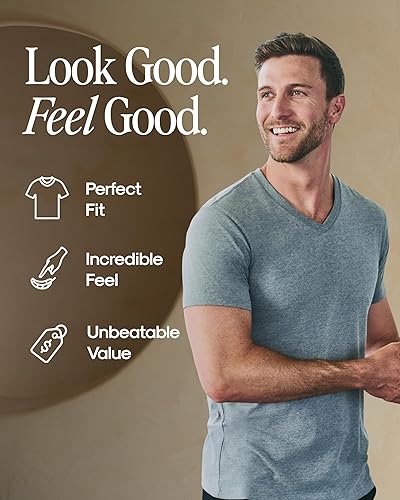 Miniatura 4 de True Classic Camisetas con cuello en V para hombre, camisas de algodón con cuello en V para hombre, camisetas y camisetas para hombre