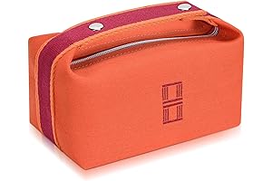 Orange Red Canvas Toiletry Travel Cosmetic Organizer Bag
