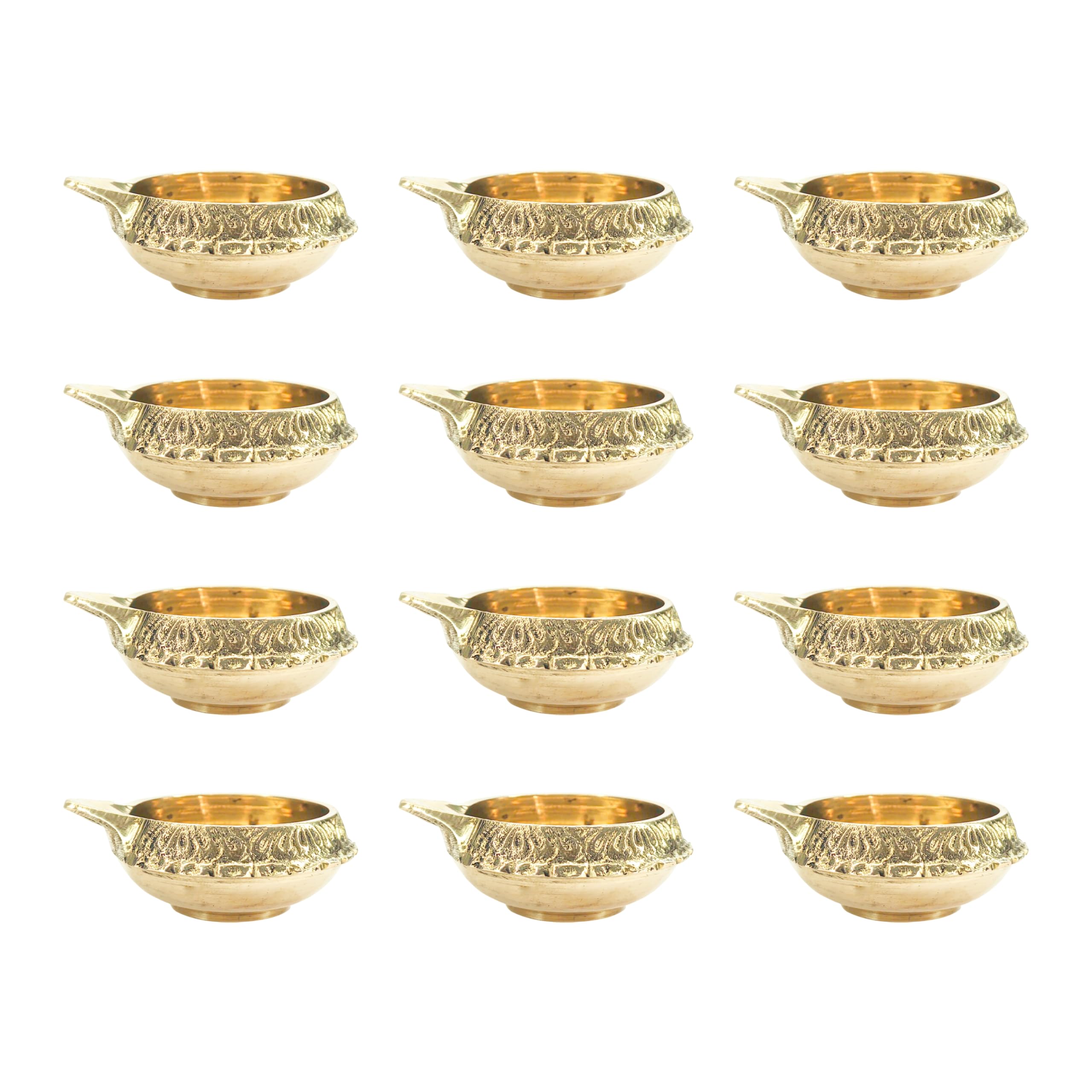RUDRANSH Handmade Pure Brass Kuber Diya Puja Brass Oil Lamp Set of 12 Kuber Diya (1.5 inch) (6PCS)-image-18
