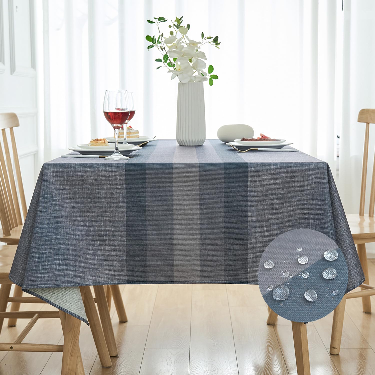 Tovaglia Idrorepellente Antimacchia, Morbuy Rettangolare Geometria 3D Moderne Impermeabile Lavabile Copritavolo Tovaglia per Cucina Soggiorno Giardino Decorazione (Nera Geometria,100x140cm