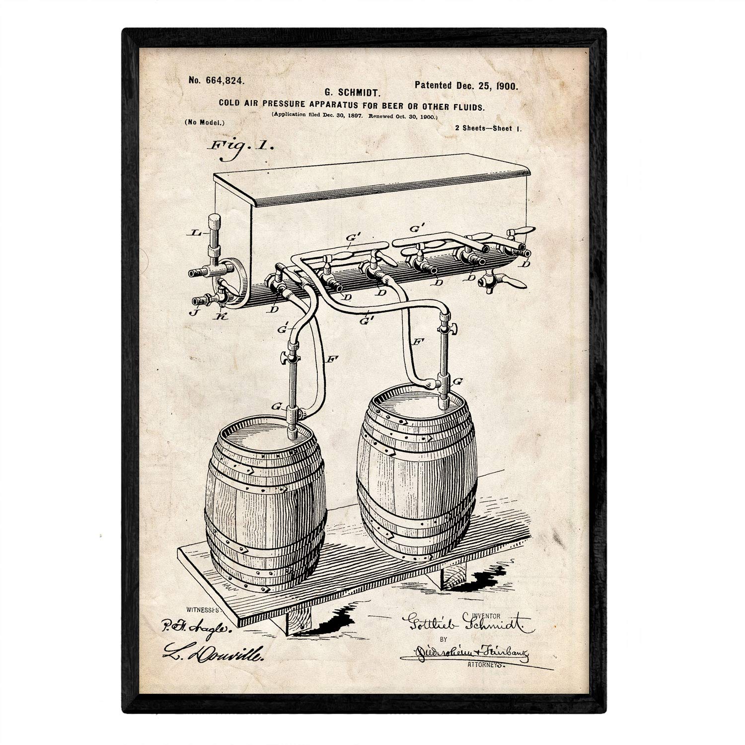 Affiche Nacnic Avec Cadre Avec Un Brevet D'ébullition À L'eau. Ancienne
