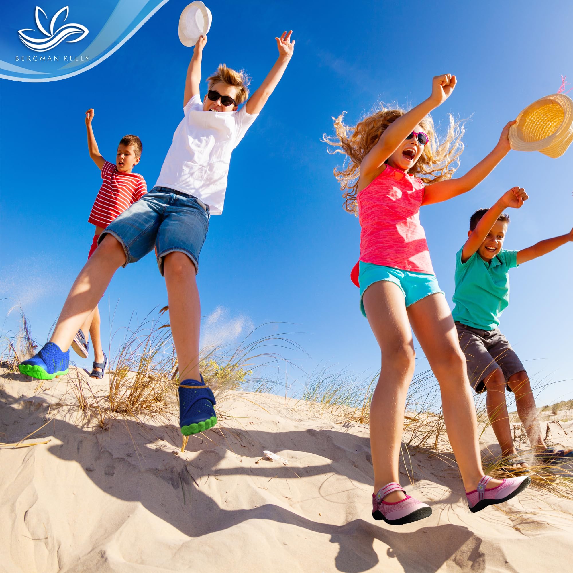BERGMAN KELLY Scarpette da Acqua per Bambini - Vari Colori, Diverse Misure - Calzini da Acqua per Ragazze - Adorabili Scarpe da Spiaggia per Ragazze - Collezione MJ