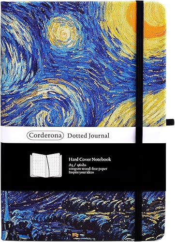 Corderona Diario de puntos balas, Van Gogh Vincent Starry Night, cuaderno de tapa dura A5