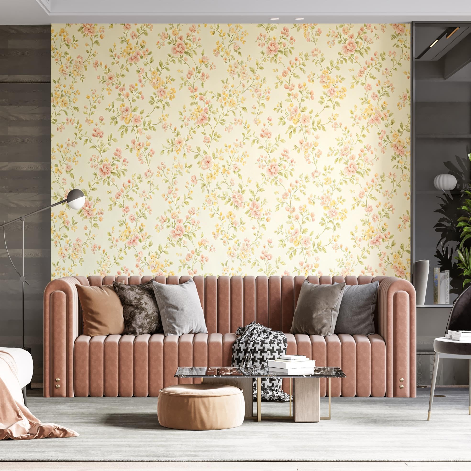 Carta da Parati Fotografica, Carta da Parati Floreale Rosa Autoadesiva Poster 180X120cm(WxH) Peel And Stick, Murales Impermeabile in Vinile Rimovibile per Camera da Letto, Soggiorno, Mobili