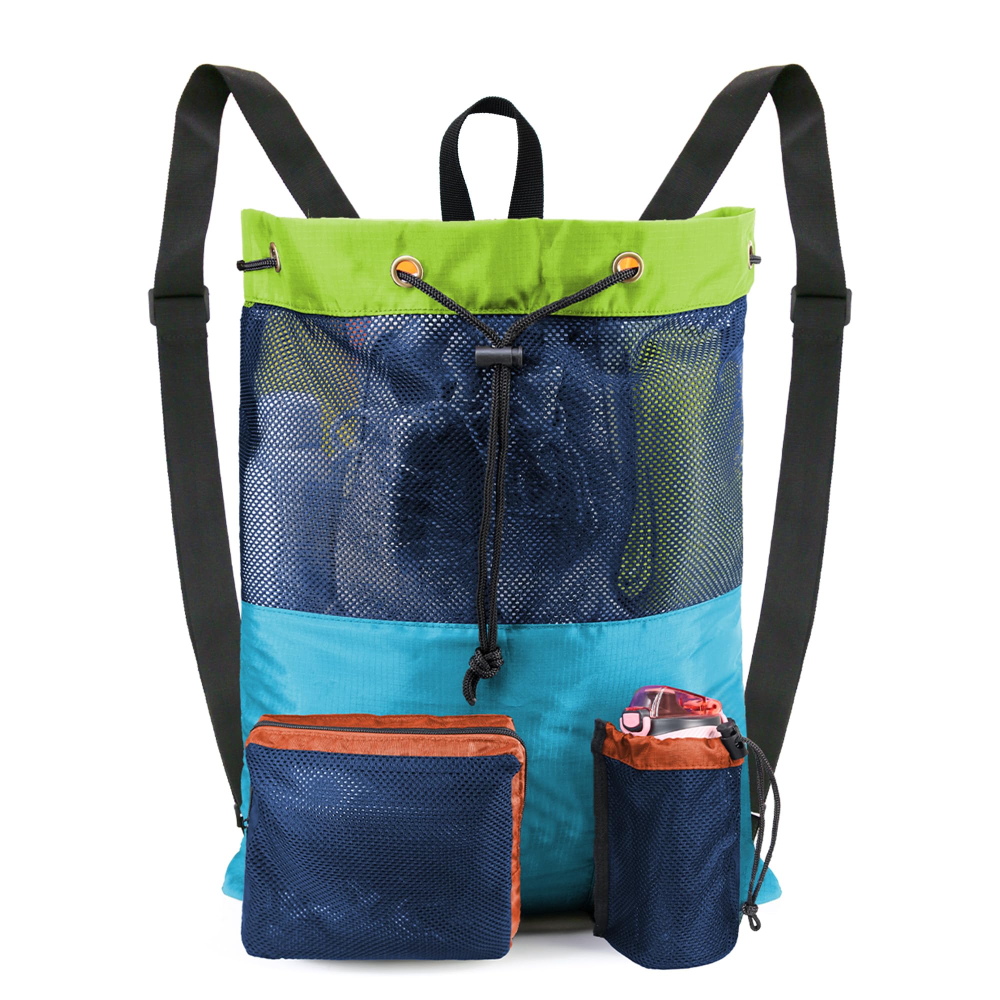 BeeGreen Gym Bags for Men Women Mesh Drawstring Backpack for Swim Sports Workout Gear Gifts for Swimmers Beach Pool Wrestling Backpack Cinch Bag With