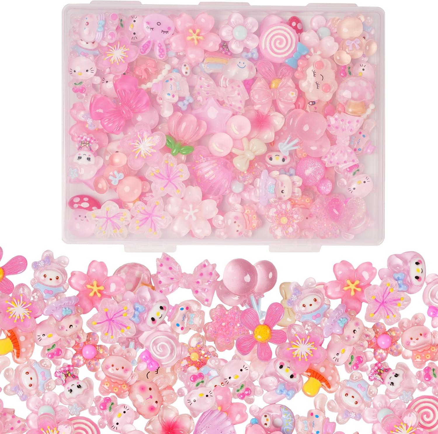 70 Pcs Resin Charms Slime pink Charms Cute Embellishments Bulk Mixed Ornament Decorations Accessories - Image 2