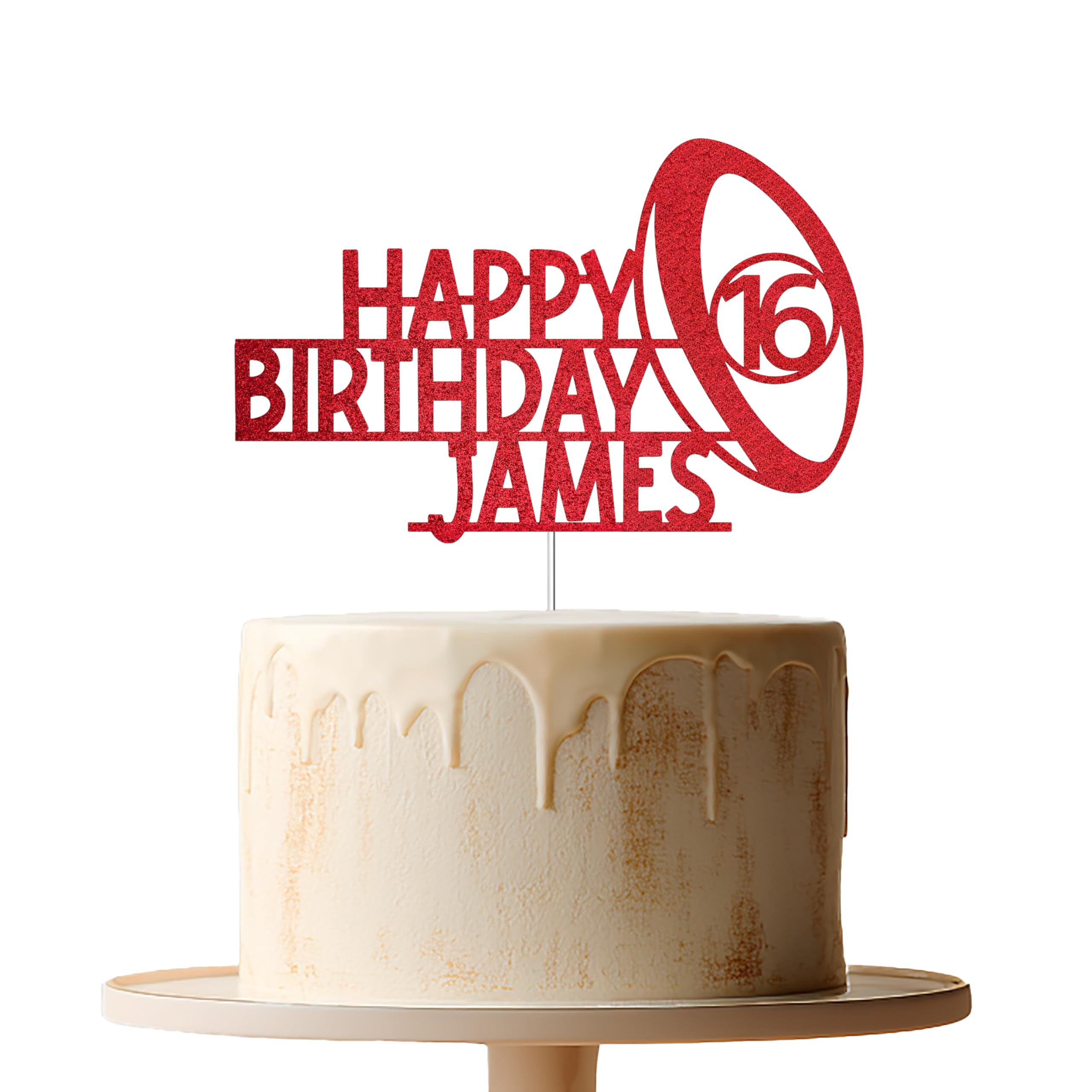 Personalised Rugby Ball Cake Topper – Happy Birthday Name Cake Decoration – Rugby Themed Birthday Cake Topper for Rugby Fans