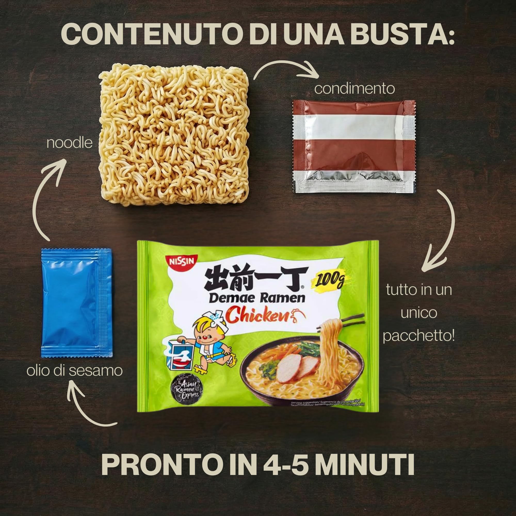 HU TASTE - Kit Ramen Giapponese: x10 Pacchi (Pollo, Miso, Frutti di mare, Sesamo, Salsa di soia)