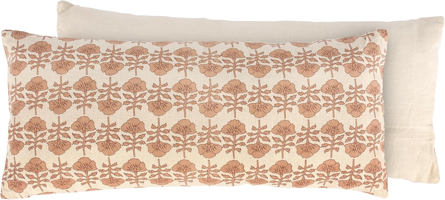 Primitives by Floral Bolster Pillow, Vintage Floral Pattern in a Cottage core Style, Removable Zipper Cover, Neutral Colored Home Accent for Any Room, Coordinate with Our Other Cottage core Items