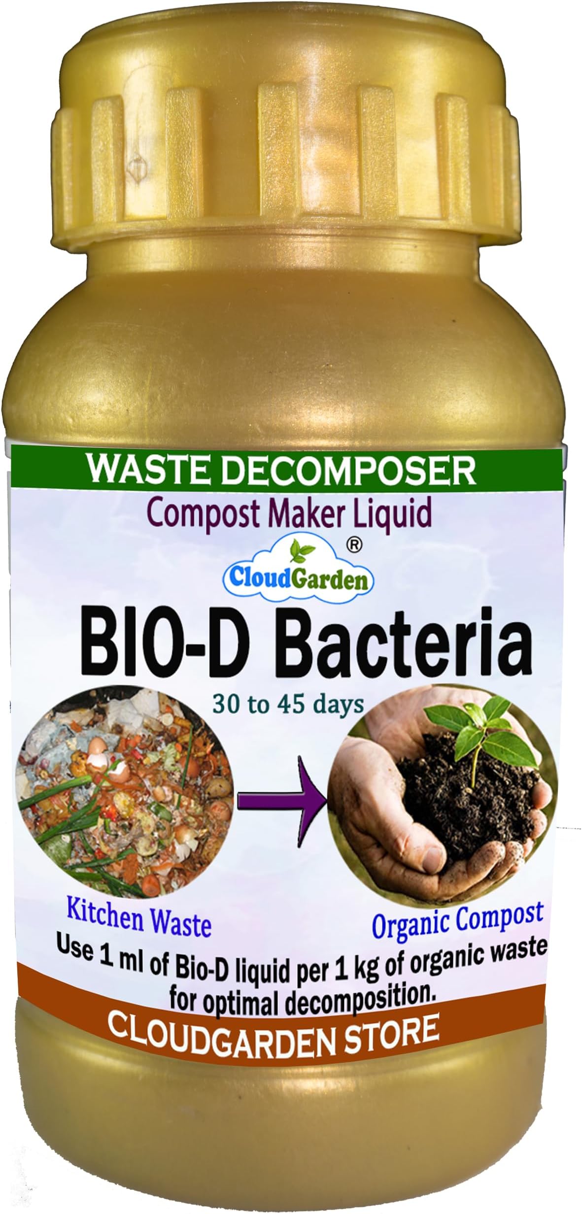CloudGarden Bio-D Bacteria Liquid 125ml Natural Composting Solution for Kitchen Waste Wet Waste Decomposition and Soil Microbial Support at Home
