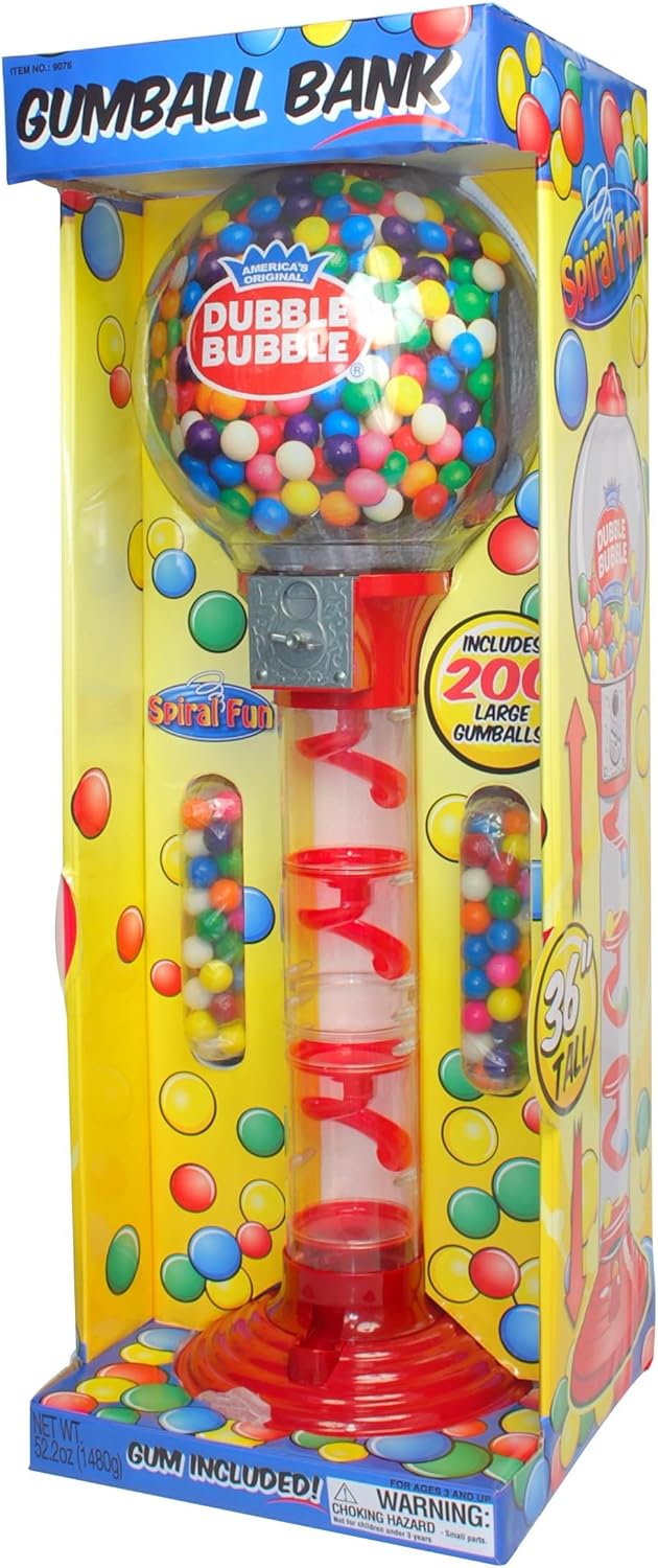 Sweet N Fun 36 inch Metal Spiral Fun Gumball Bank w/200 pcs Gumballs, Red