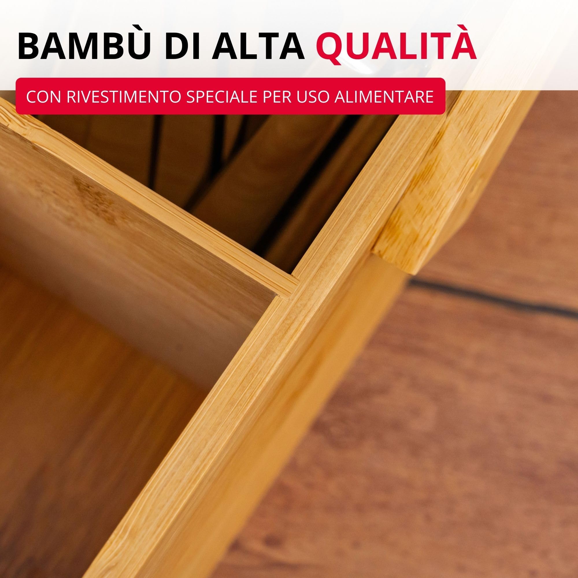 Westmark Cestino portaoggetti da cucina, 3 scomparti, Con maniglia, Dimensioni: 26,5 x 27,8 x 10 cm, Bambù, Tapas + Friends, Marrone chiaro, 69822270