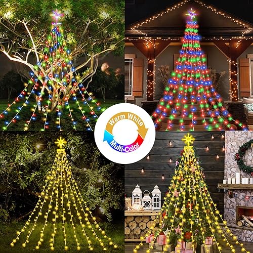 Miniatura 3 de FUNIAO Luces de Navidad, luces de decoración de Navidad al aire libre, 320 luces LED de estrella de Navidad, 11 modos y control remoto para patio