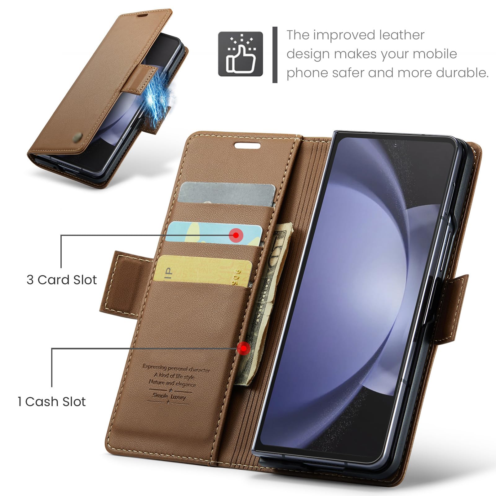 Etui portfelowe na telefon Samsung Galaxy Z Fold 6, retro biznesowe etui z klapką, skórzane etui z magnetycznym zapięciem, przegródki na karty, podpórka, odporne na wstrząsy etui, czarne