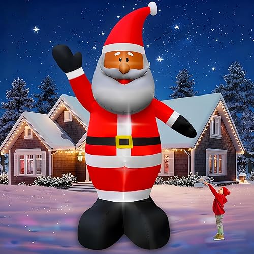 SEASONBLOW Elfo gigante inflable de Navidad de 12 pies con luz LED para decoración de bastón de caramelo para patio, césped, jardín, hogar, fiesta,