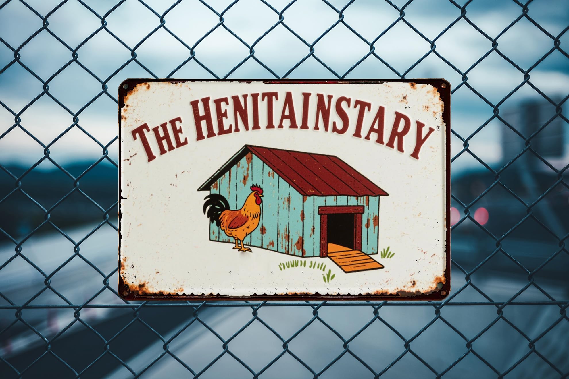 Targa In Metallo The Henitentiary Chicken Coop - 10,2 X 40,6 Cm, Decorazione Da Parete Umoristica Per Casa, Bar, Garage - 2