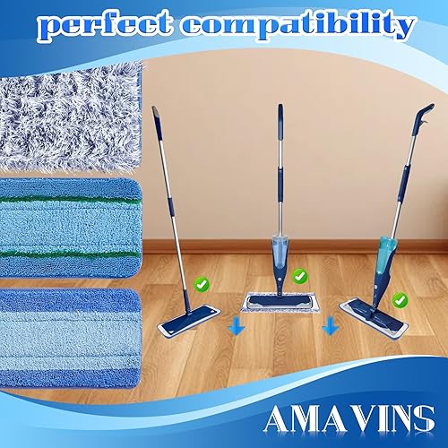 Miniatura 9 de Paquete de 3 almohadillas de limpieza de microfibra para trapeador Bona, almohadillas de microfibra reutilizables para trapeador de 18 pulgadas,