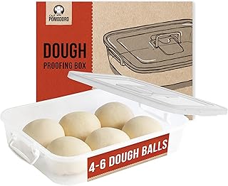 Chef Pomodoro Pizza Dough Proofing Box, 14 x 11-Inch, Pizza Dough Container, Fits 4-6 Dough Balls, Household Pizza Dough Tray With Convenient Carry Handle (Grey)