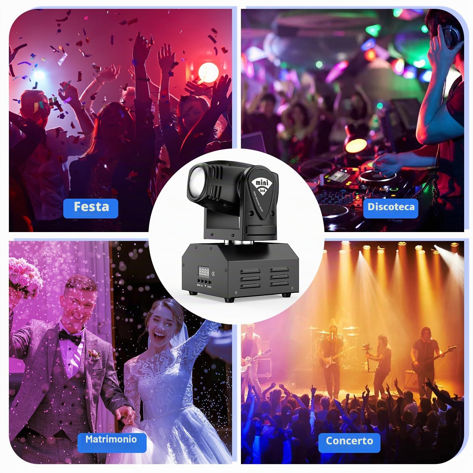 UKing 2 Pezzi Moving Heads RGBW Beam DMX512 Effetto Luce LED 11/13 CH per Feste, Controllata dalla Musica per DJ Discoteca Club Bar Illuminazione Palcoscenico