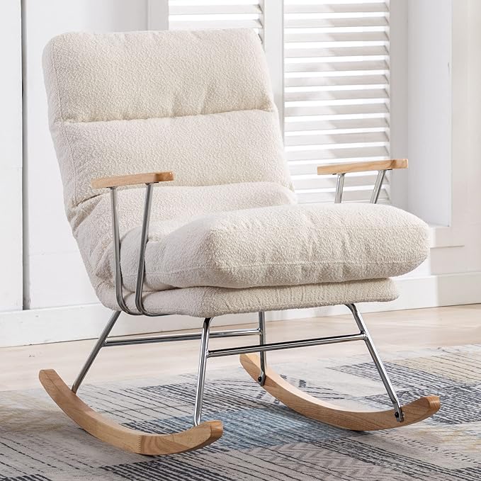 VESCASA Overstuffed Rocking Chair with Adjustable Cushioned