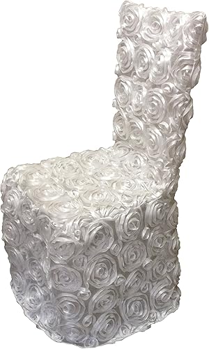 Luchuan White Rosette Banquet Chair Cover for Wedding