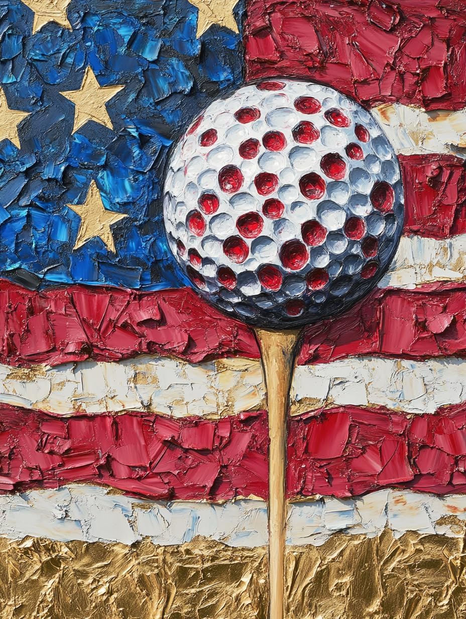 Golf American Flag Paint by Numbers Kit for Adults Beginner 12x16 inch Acrylic Oil Painting by Numbers Kits with PaintBrushes Art Crafts Canvas for Home Decor 453