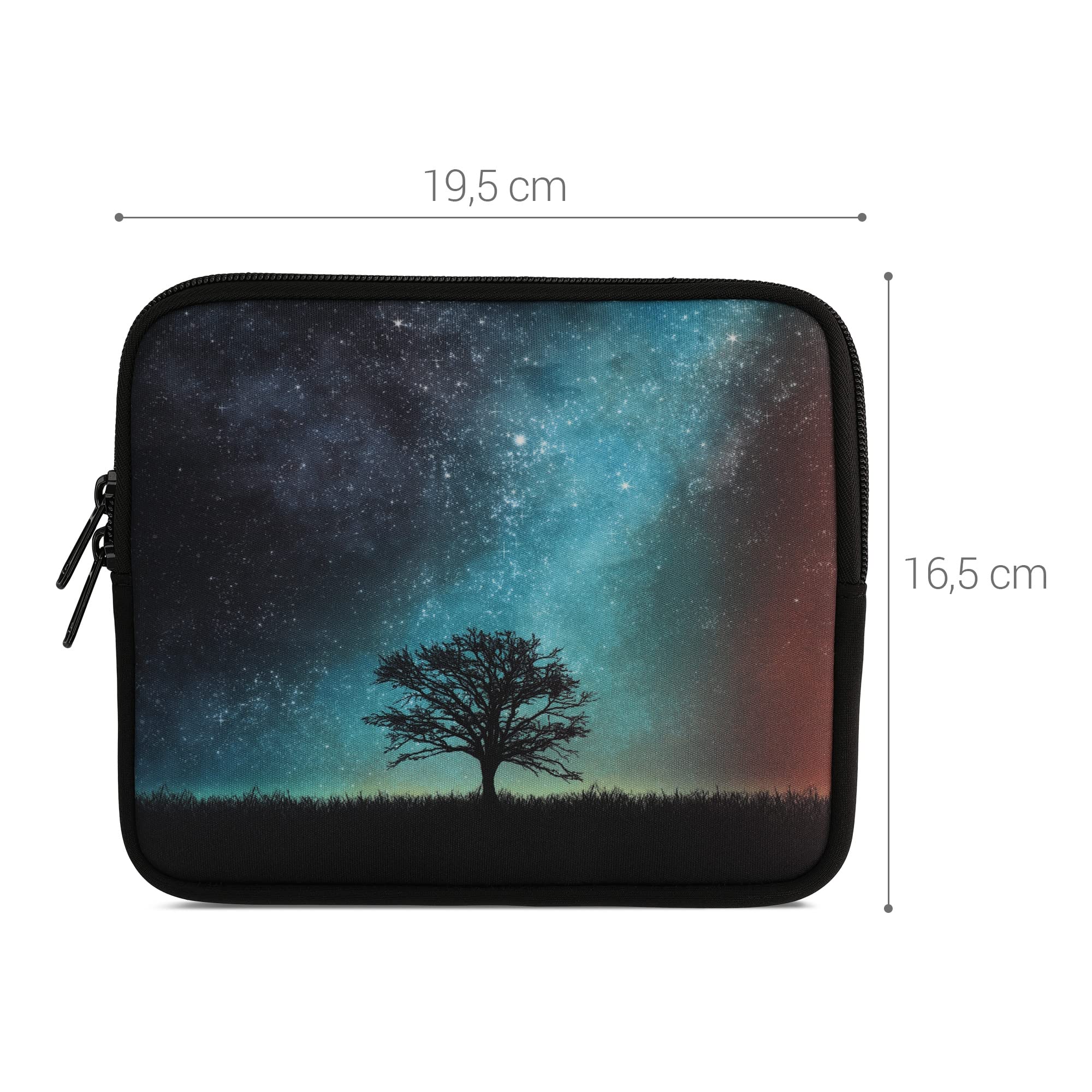 kwmobile Neoprenowe etui na czytnik e-booków rozmiar 17.3-17.8 cm - uniwersalny pokrowiec na eBook z zamkiem błyskawicznym, paskiem na nadgarstek - niebieski/szary/czarny