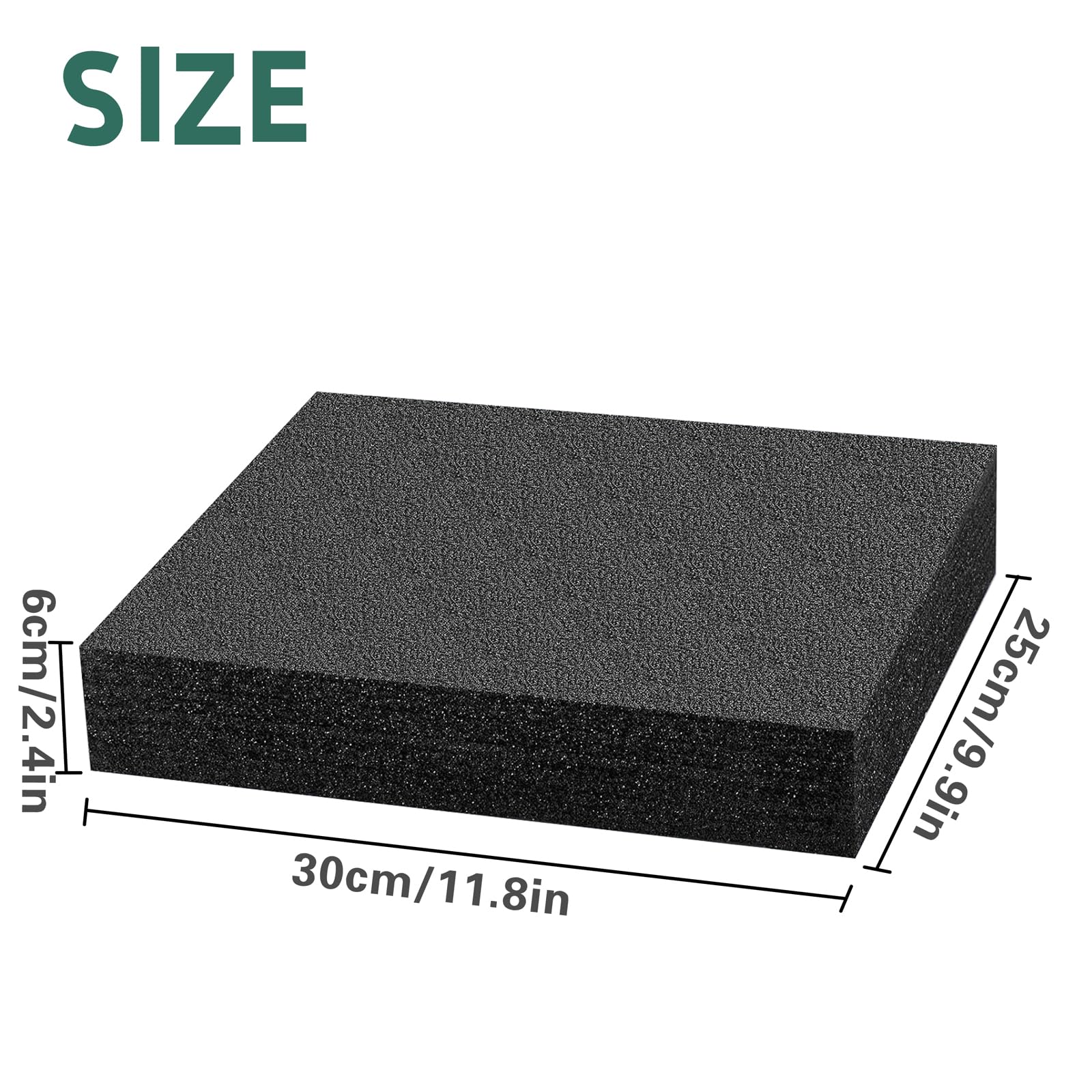 2 piezas Espuma Precortada Lámina de polietileno expandido 30x25x6cm Aislante para relleno de espuma expandida para Protección de Embalaje Negro