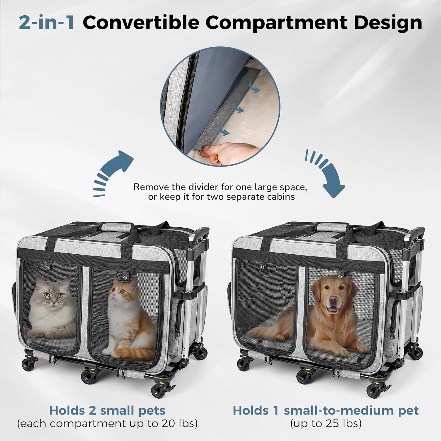 Travel Smart with the Extra Large Double Pet Carrier: Perfect for Your Cats & Small Dogs!