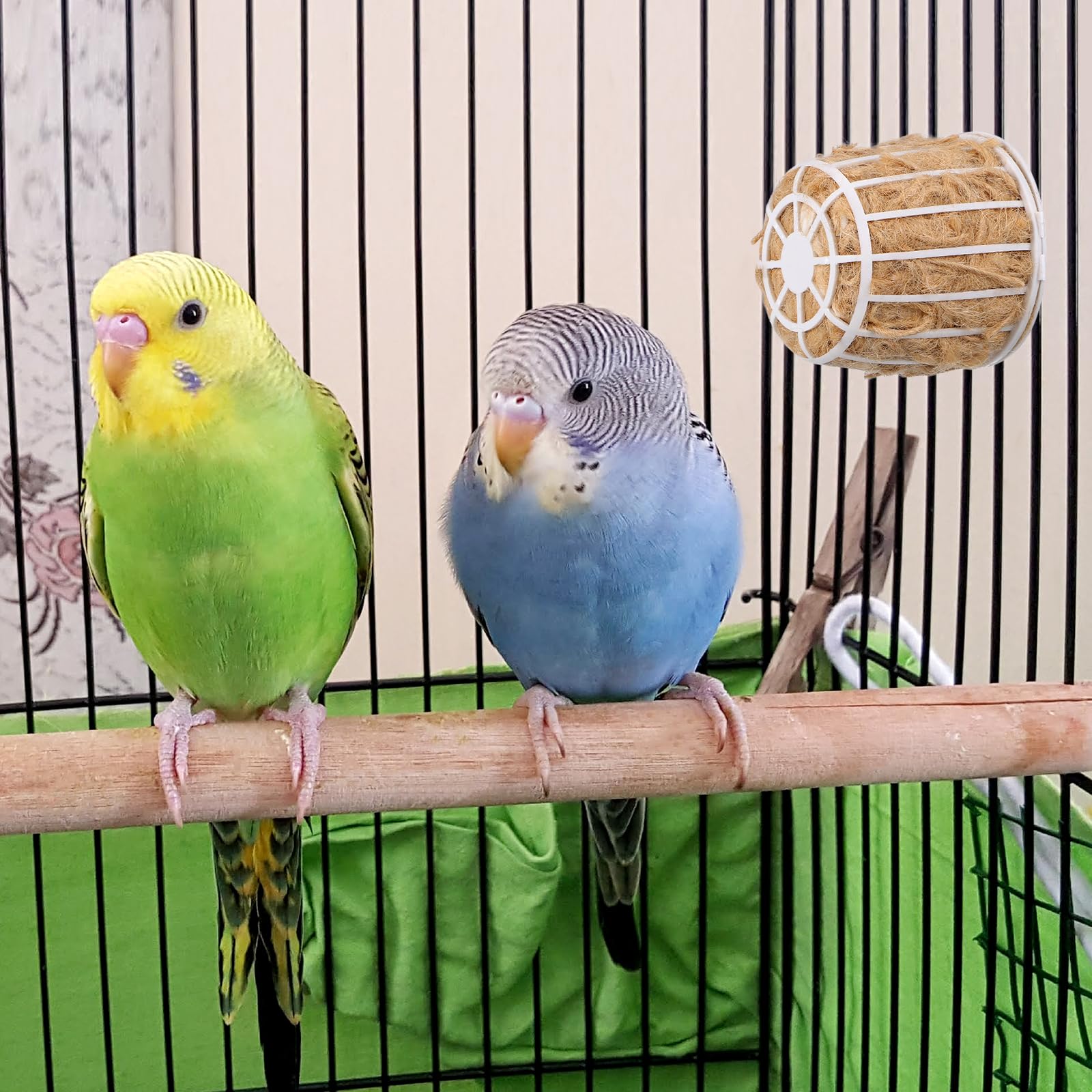 Abaodam Lot de 5 matériaux de nidification d'oiseaux naturels en toile de jute pour canaris et perruches et fournitures de nidification avec panier