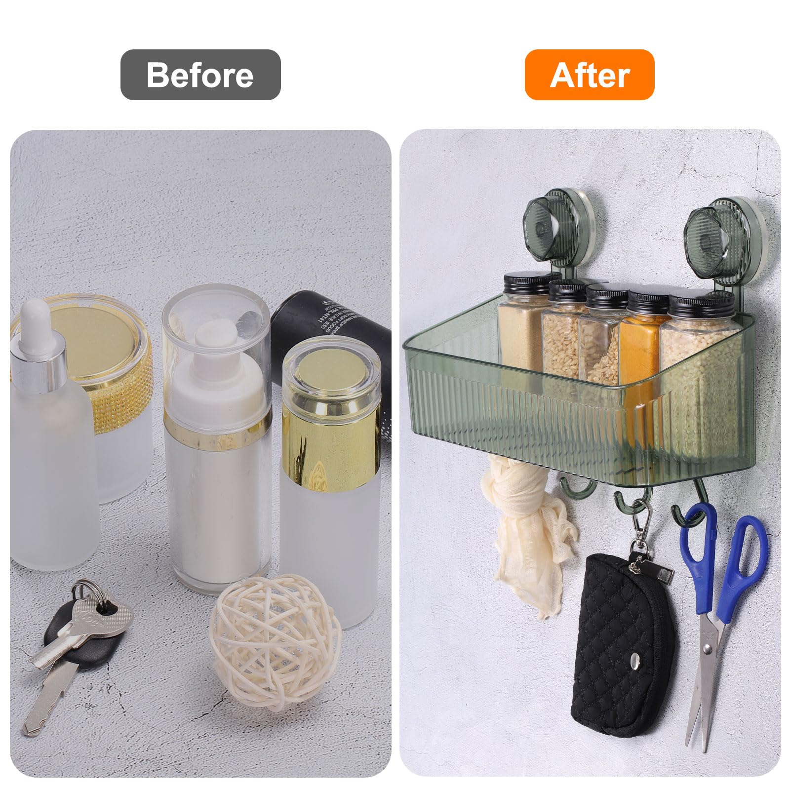 QUARKZMAN 3 Piezas Estante Ducha con Ventosas Y Ganchos Transparente | 1 Set, Organizador Ducha Con Ventosas Estante Pared Dispensador Estante Almacenamiento, Para Baño Cocina