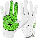 Grip Boost Football Gloves - Peace Stealth 6.0 Boost Plus Sticky Technology - Adult and Youth Football Gloves for Wide Receiver - Men\'s and Boys Sizes (White/Lime, Youth Large)