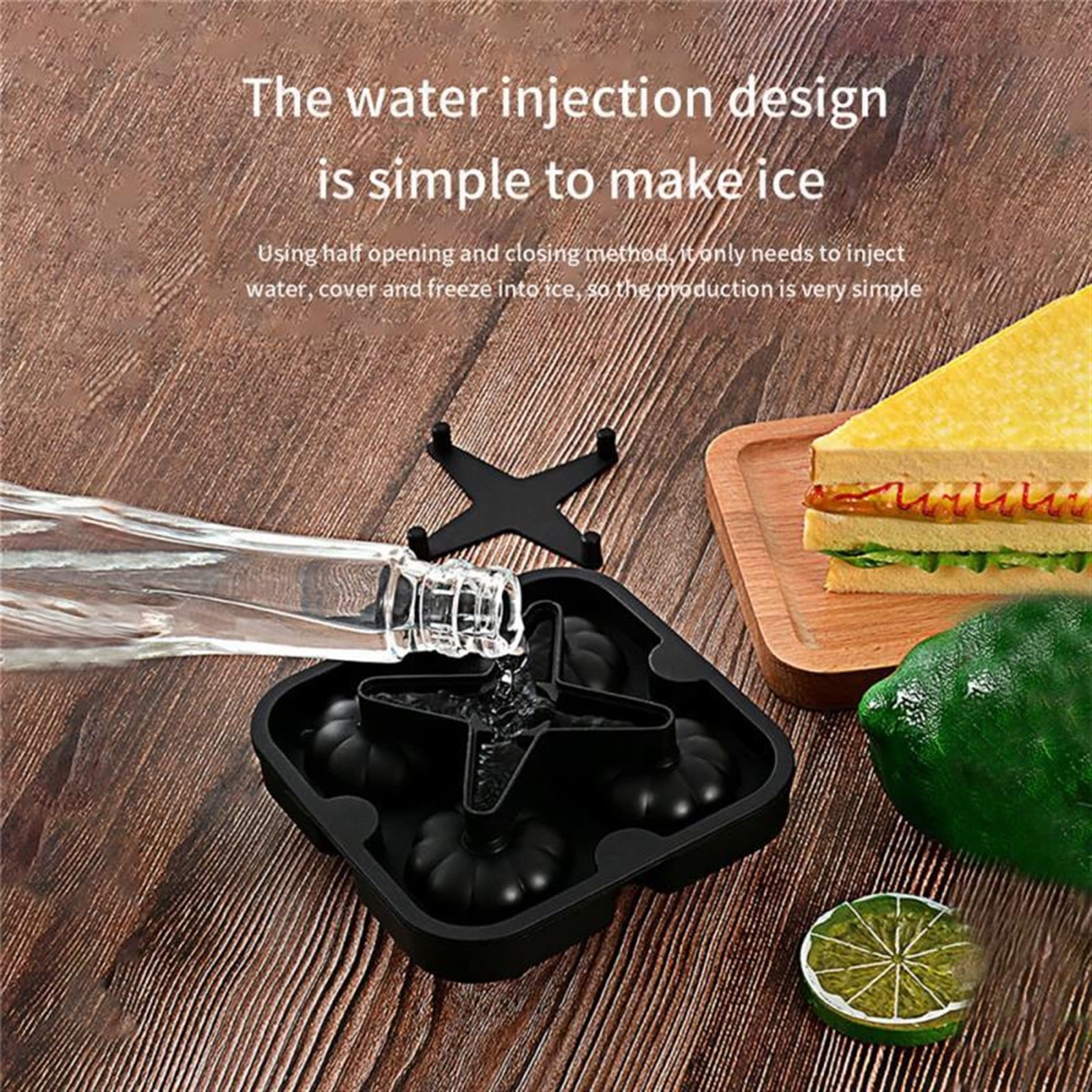 Vassoio per cubetti di Ghiaccio in Silicone a 4 cavità - A Forma di Zucca - Perfetto per Gelato, caffè, Whisky e Cocktail - Strumento da Cucina per preparare Palline di Ghiaccio - (Colore: