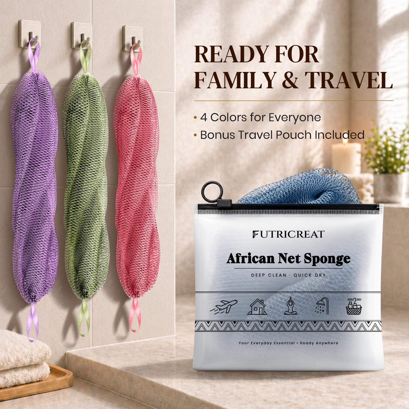 African Net Sponge - Exfoliating Back Scrubber -6