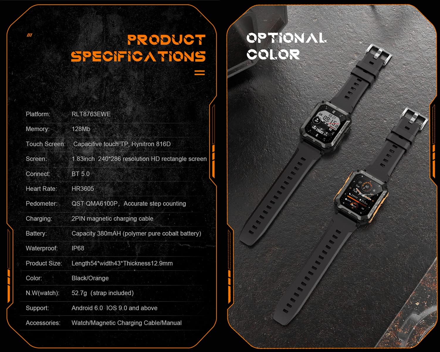 PASNEW Military Smart Watches for Men IP68 Waterproof Bluetooth Call,123 Sports,1.83'' Tactical Fitness Watch,Sleep,Blood Pressure, Heart Rate,Oxygen,for Android iOS Outdoor Sports